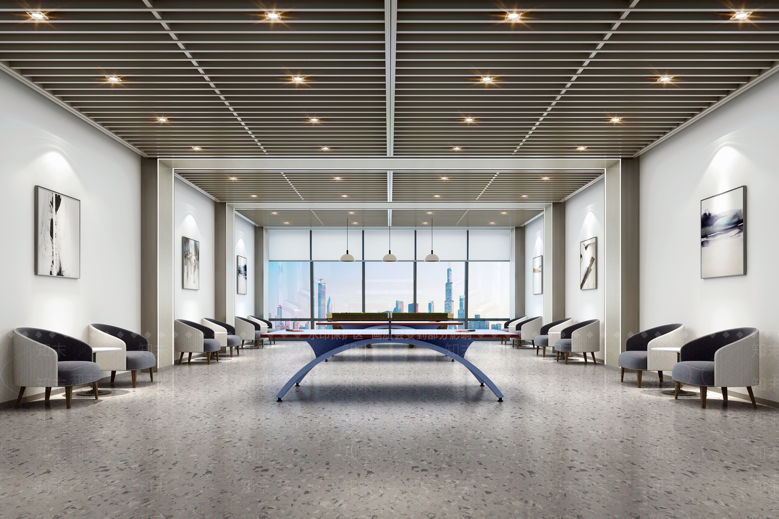 现代乒乓球室3D模型下载【ID:1196626433】