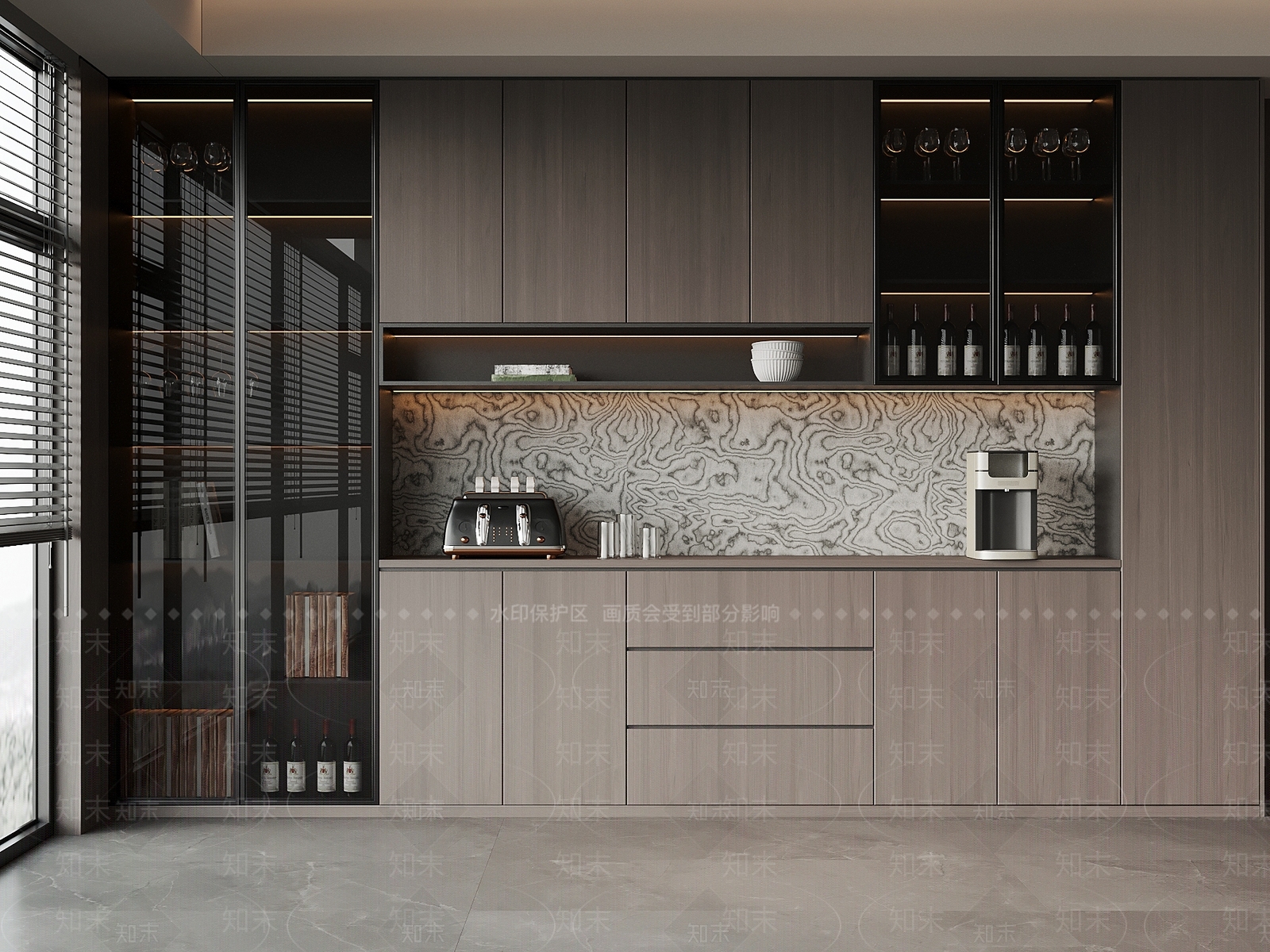 现代意式酒柜3D模型下载【ID:1196629790】
