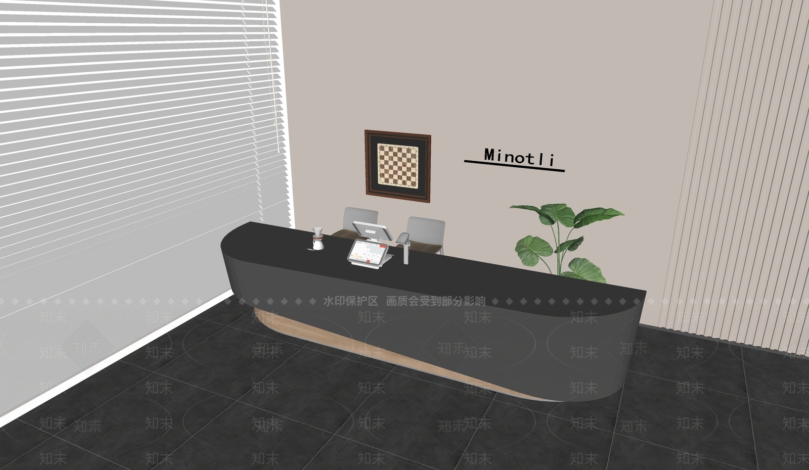轻奢意式前台SU模型下载【ID:1196632527】