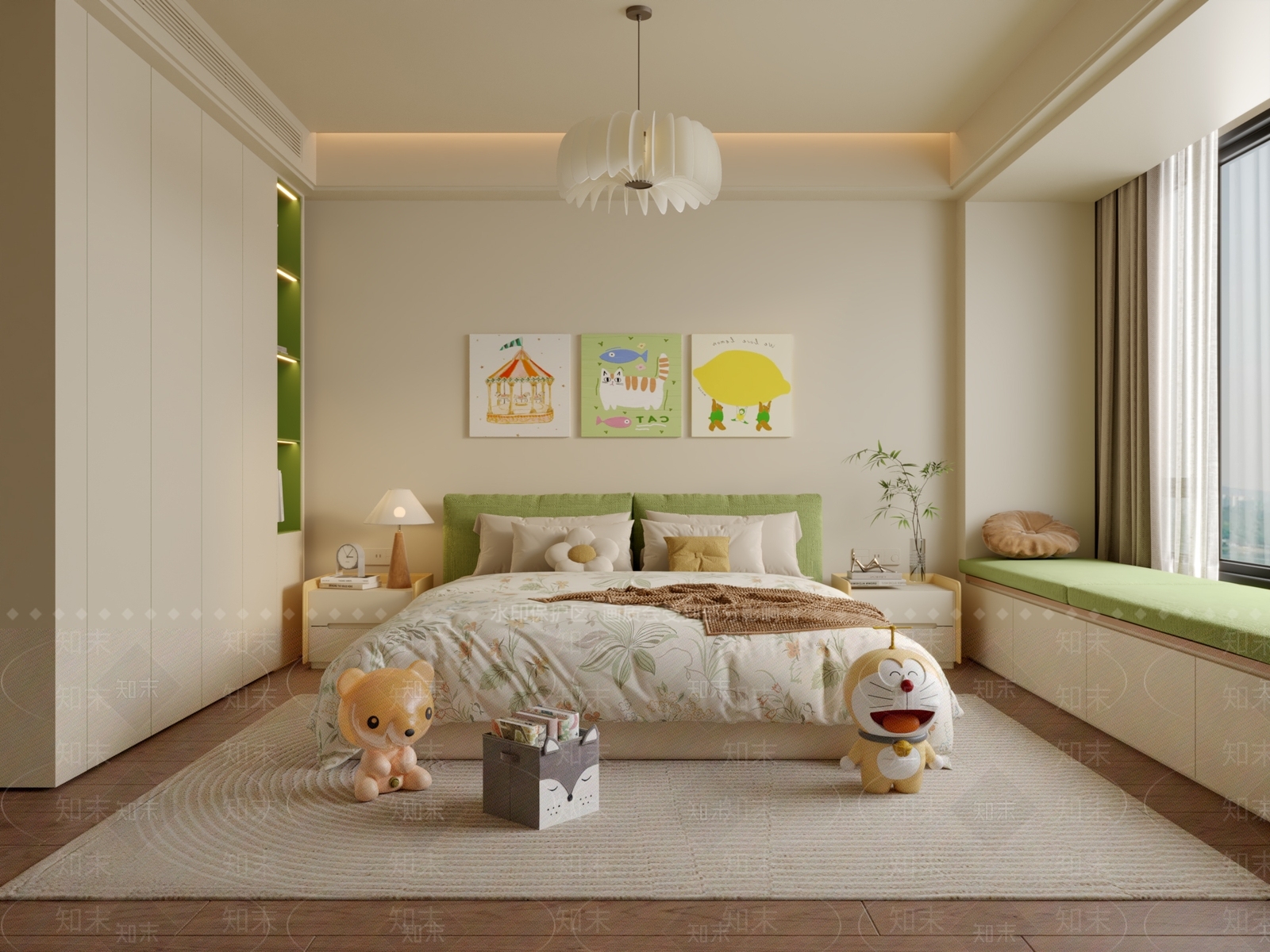 现代奶油通用儿童房3D模型下载【ID:1196634236】
