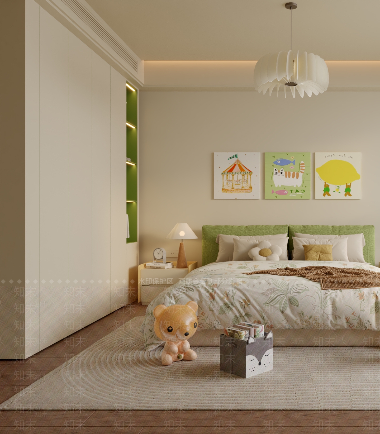 现代奶油通用儿童房3D模型下载【ID:1196634236】