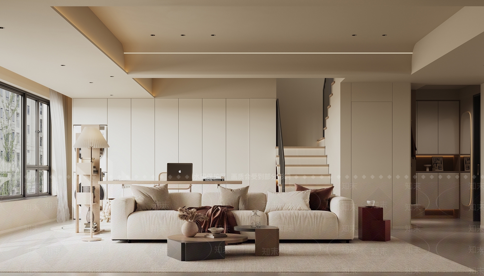 奶油家居客厅SU模型下载【ID:1196634433】