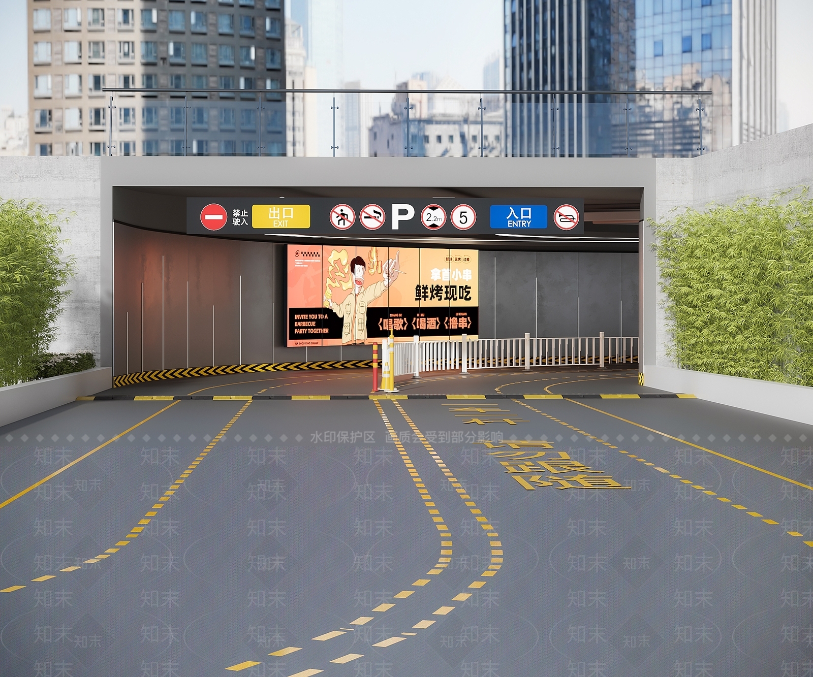 现代地下车库3D模型下载【ID:1196634764】