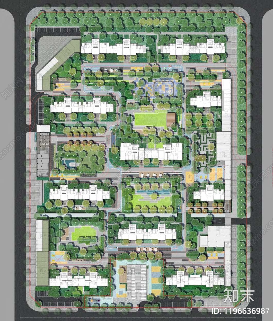 现代小区景观下载【ID:1196636987】