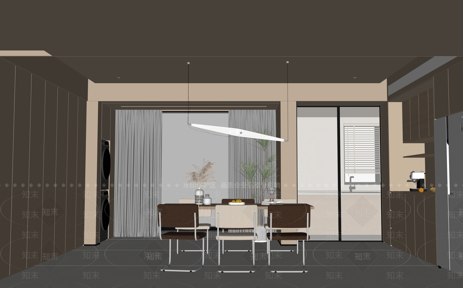 奶油家居餐厅SU模型下载【ID:1196635248】