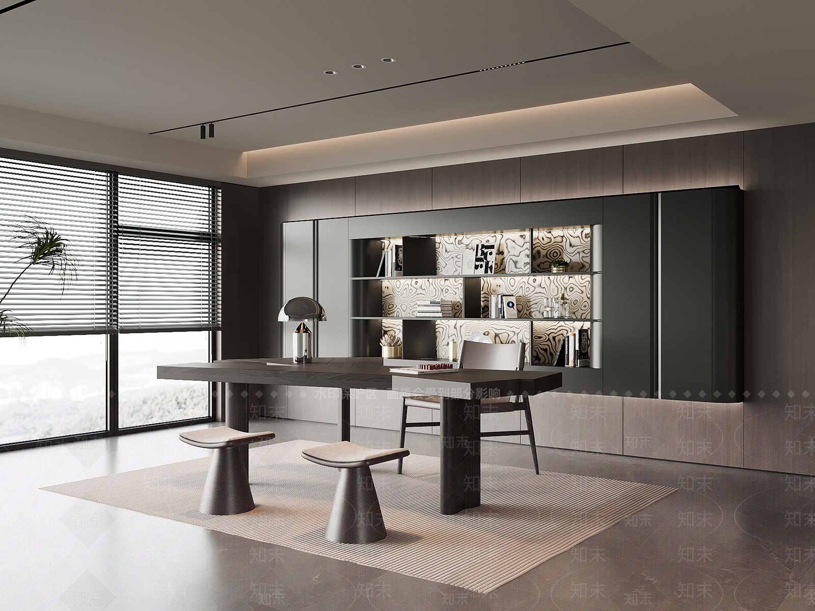 现代意式书房3D模型下载【ID:1196636284】