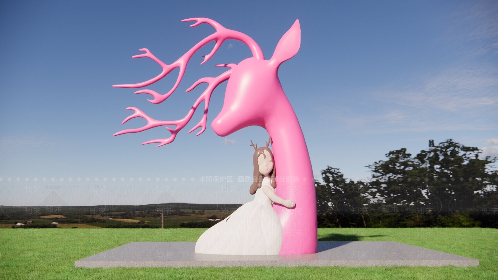 现代新中式雕塑小品SU模型下载【ID:1196638990】