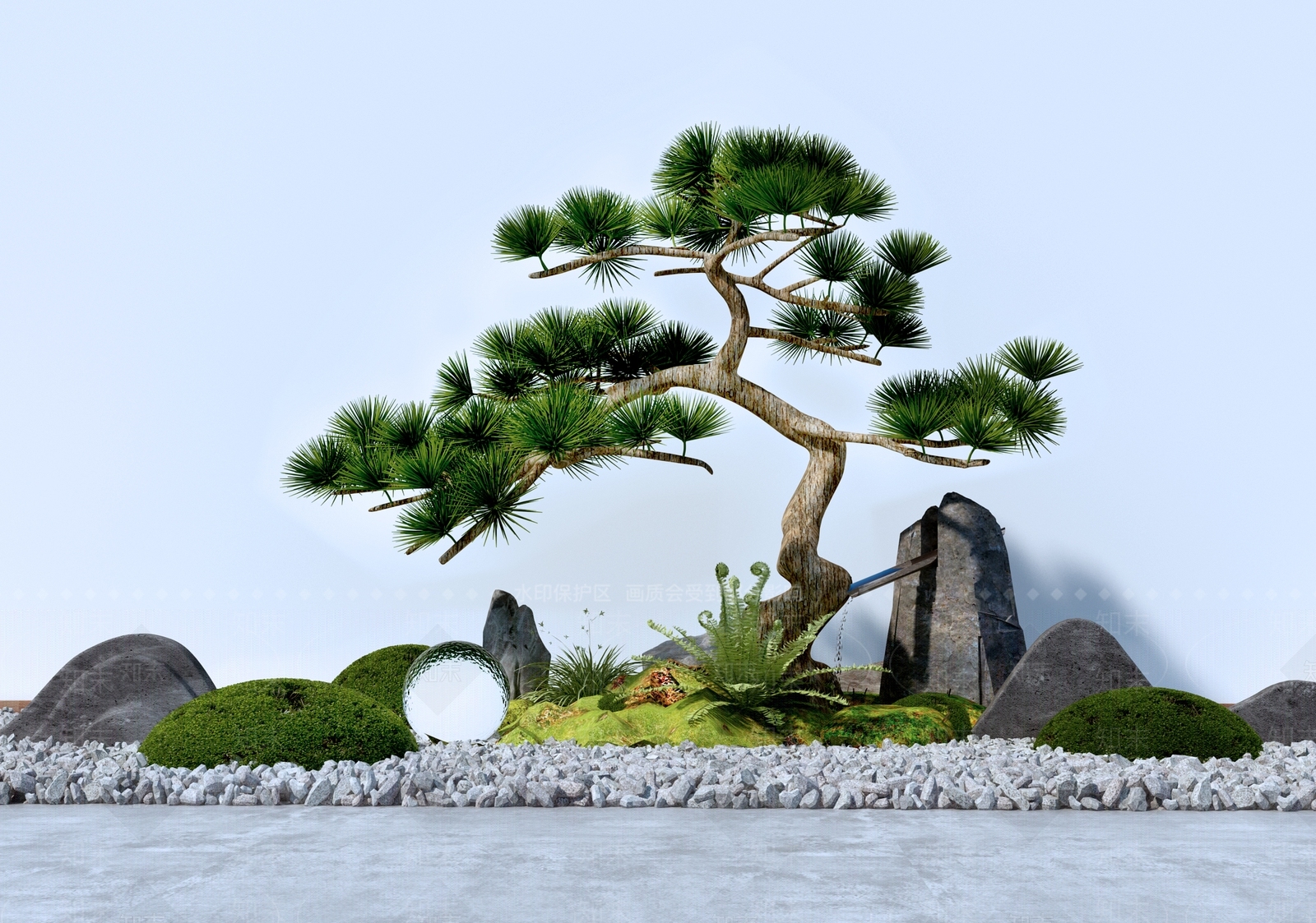 现代中式其他景观小品3D模型下载【ID:1196644781】