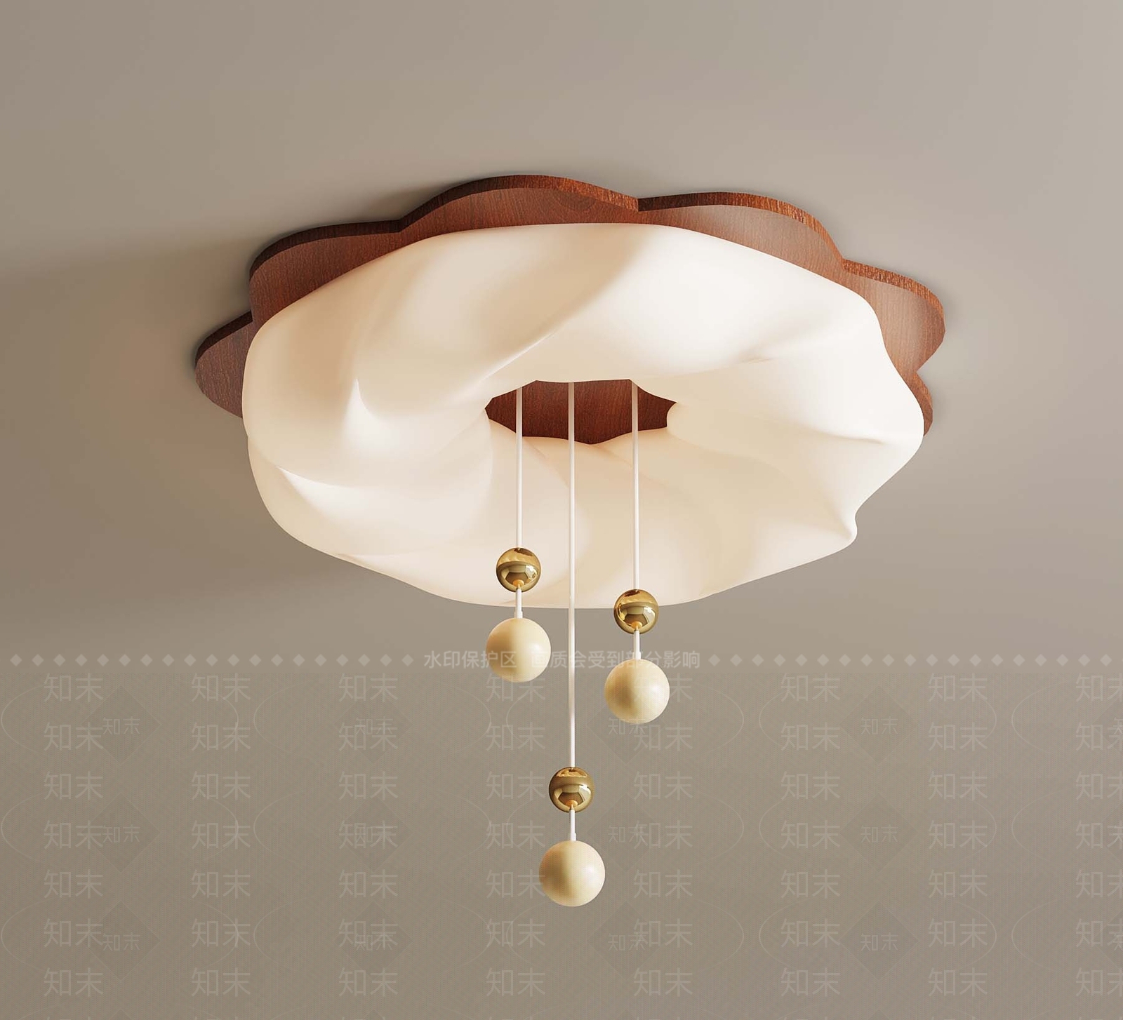 现代奶油吸顶灯3D模型下载【ID:1196644789】