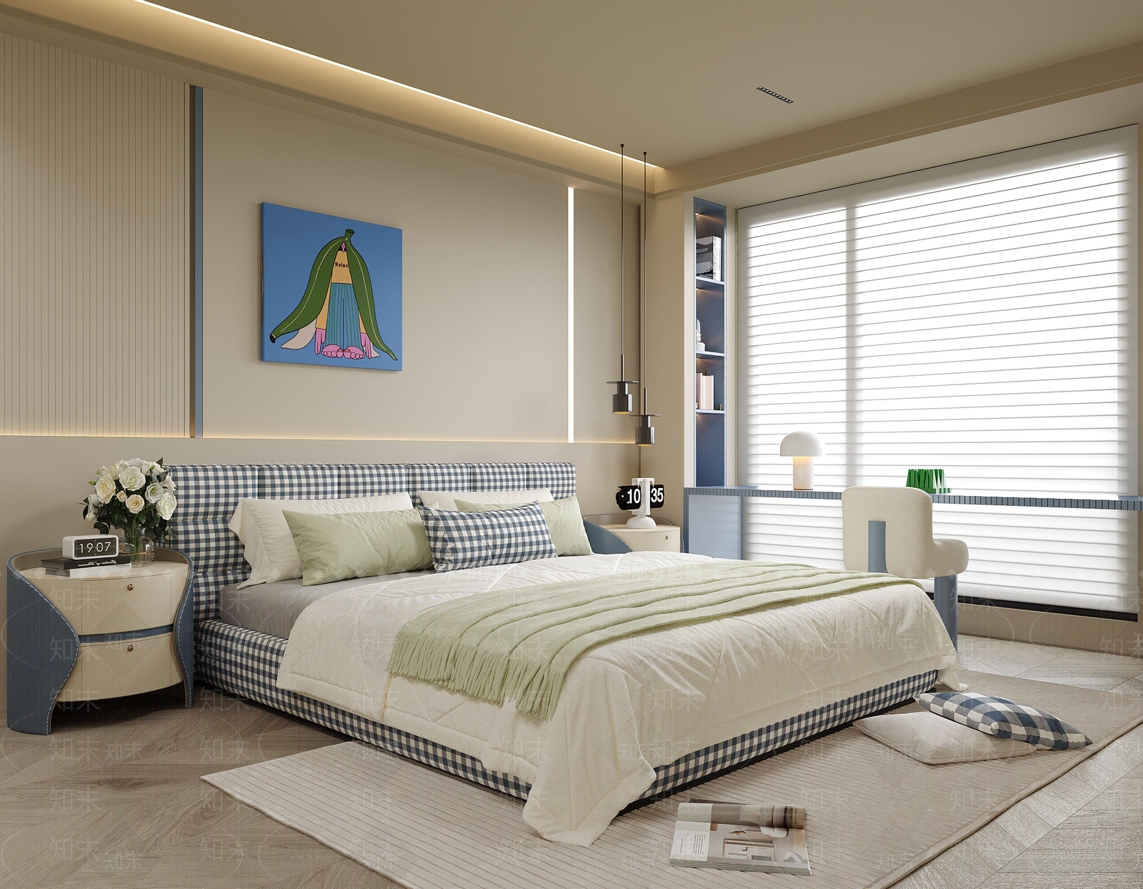 现代通用儿童房SU模型下载【ID:1196646558】