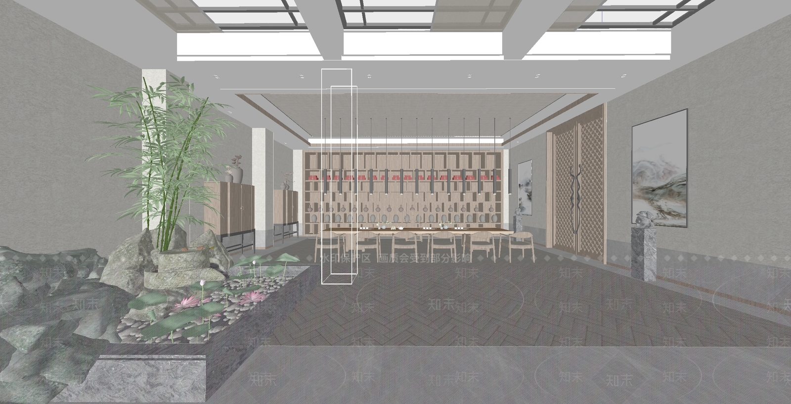 现代新中式茶馆SU模型下载【ID:1196646720】