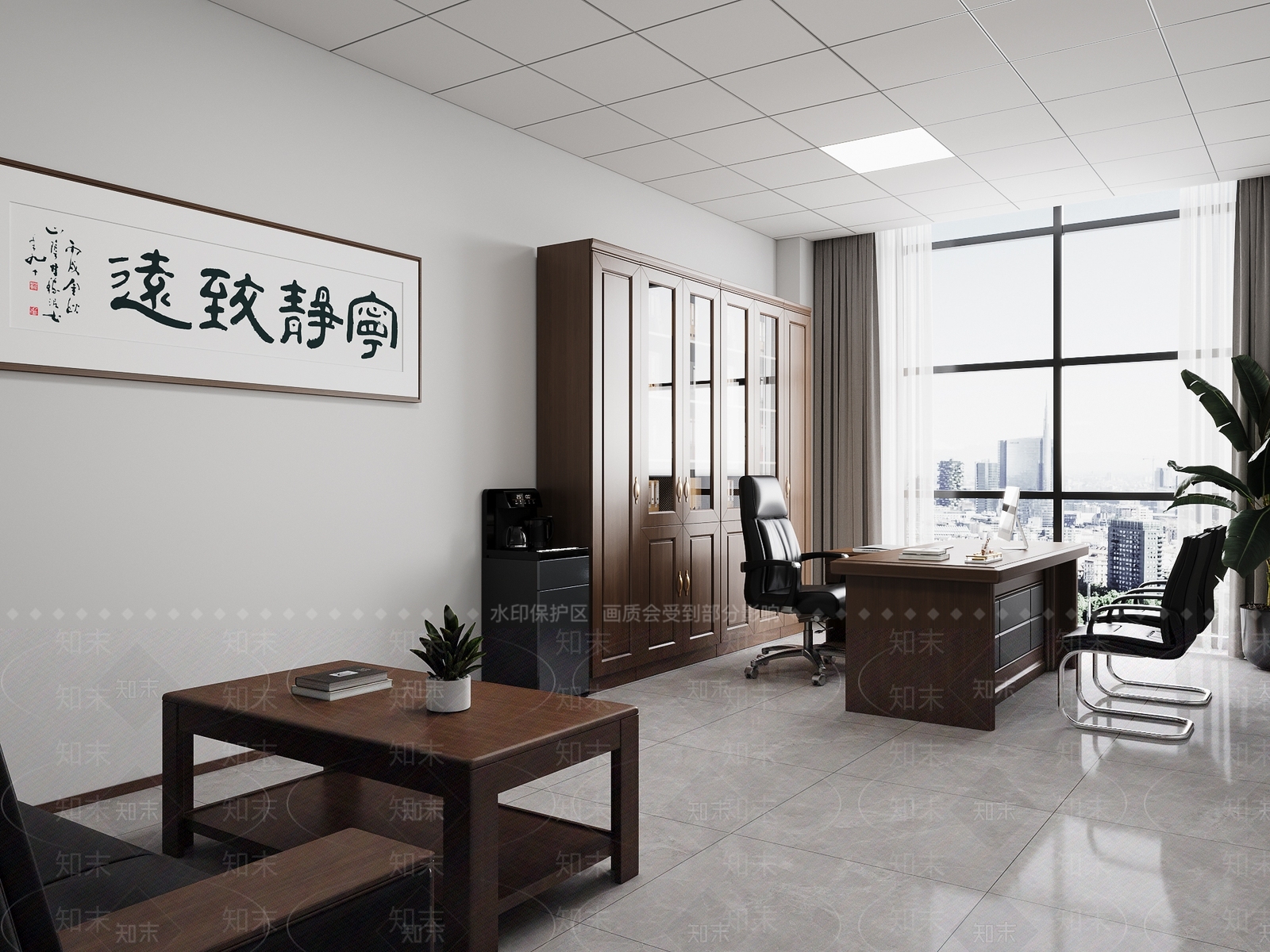 现代办公室SU模型草图