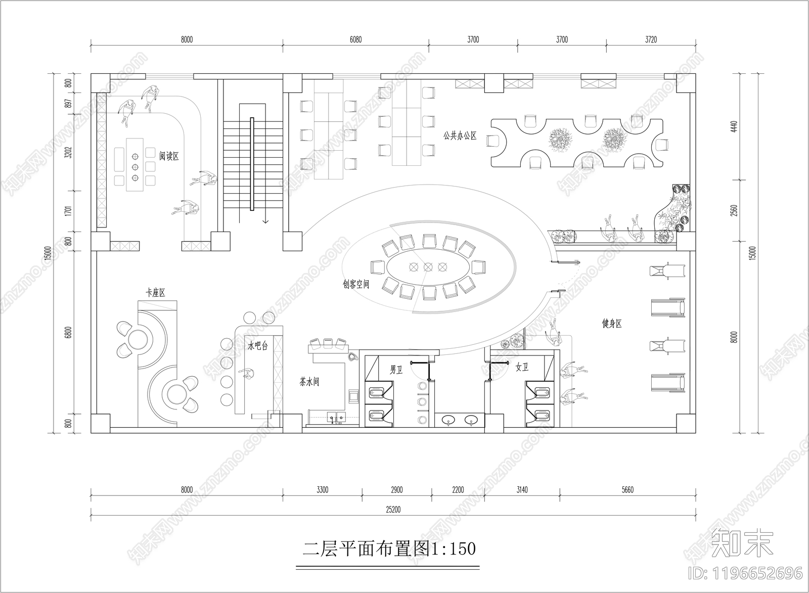 现代整体办公空间cad施工图下载【ID:1196652696】