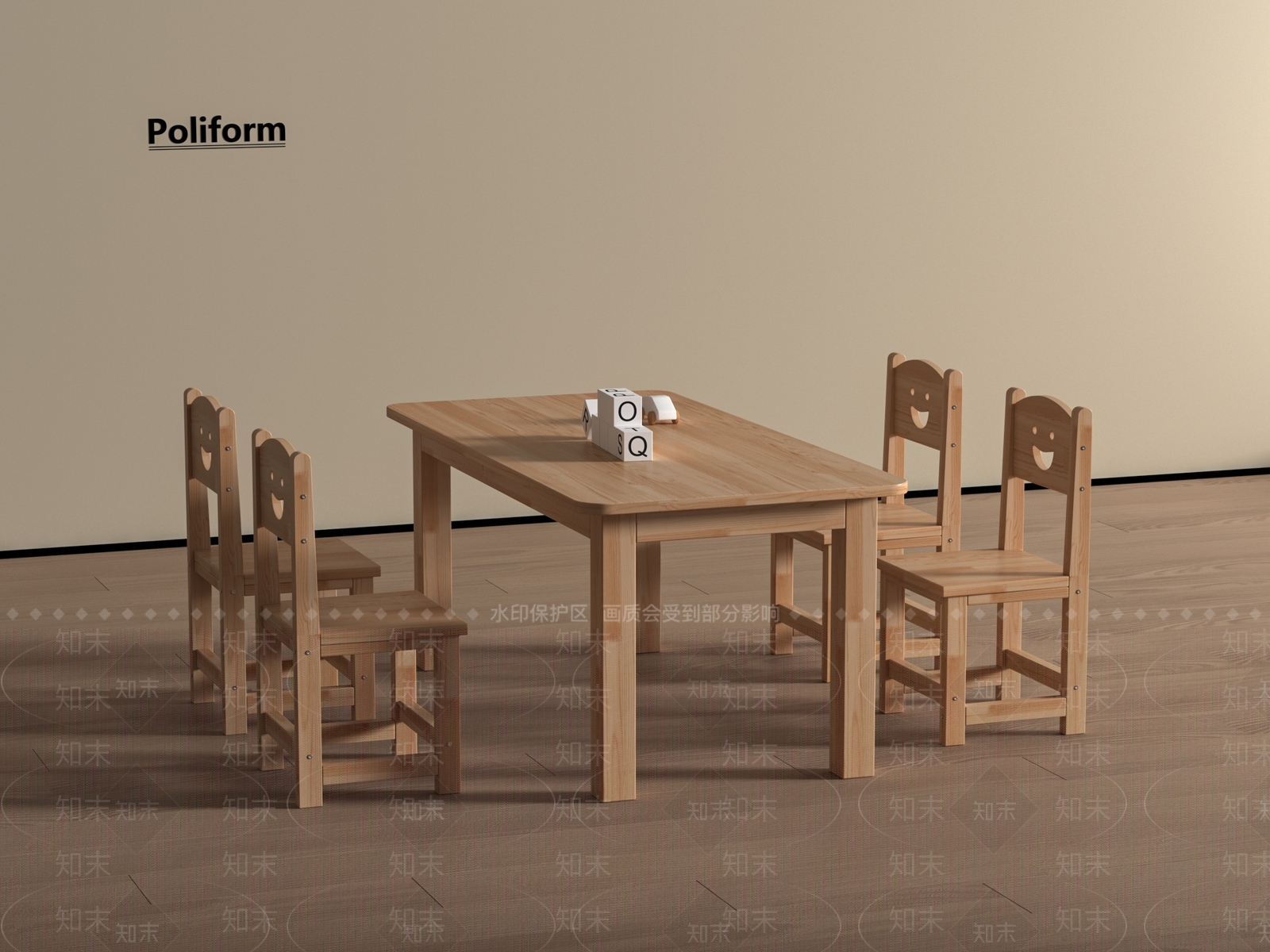 现代儿童桌椅3D模型下载【ID:1196653121】
