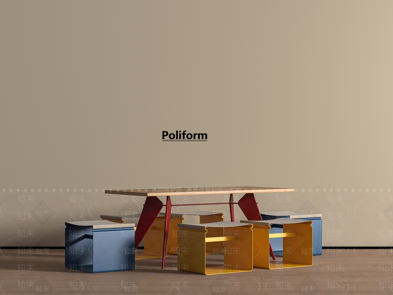 现代儿童桌椅3D模型下载【ID:1196653421】