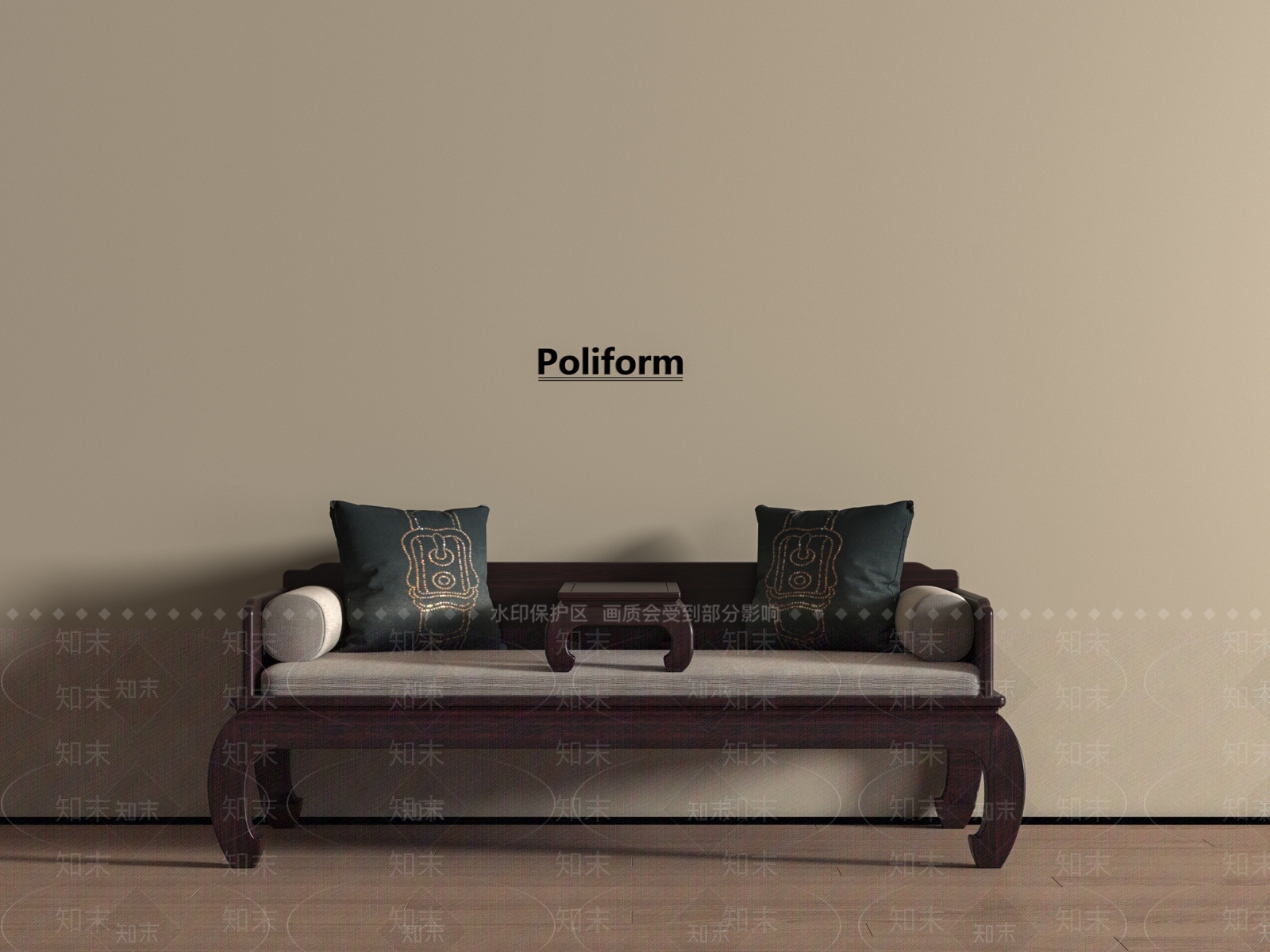 新中式中式罗汉床3D模型下载【ID:1196654809】
