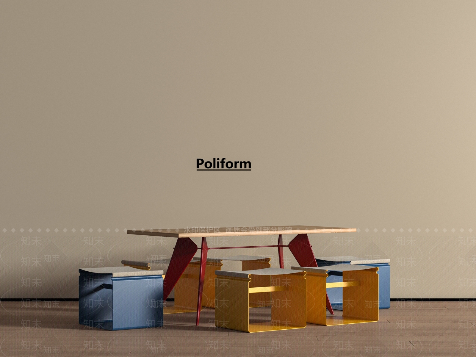 现代儿童桌椅SU模型下载【ID:1196658126】