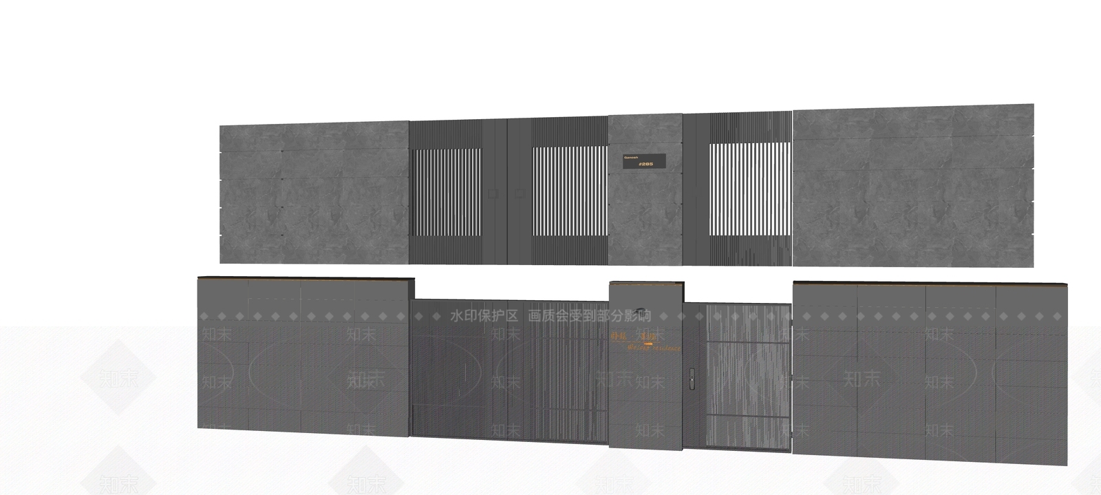 新中式现代庭院门SU模型下载【ID:1196663319】