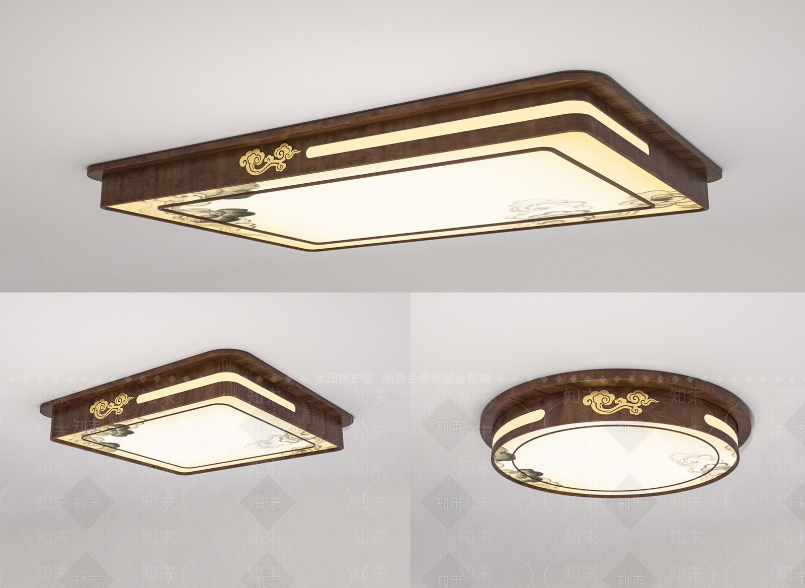 新中式吸顶灯3D模型下载【ID:1196665450】