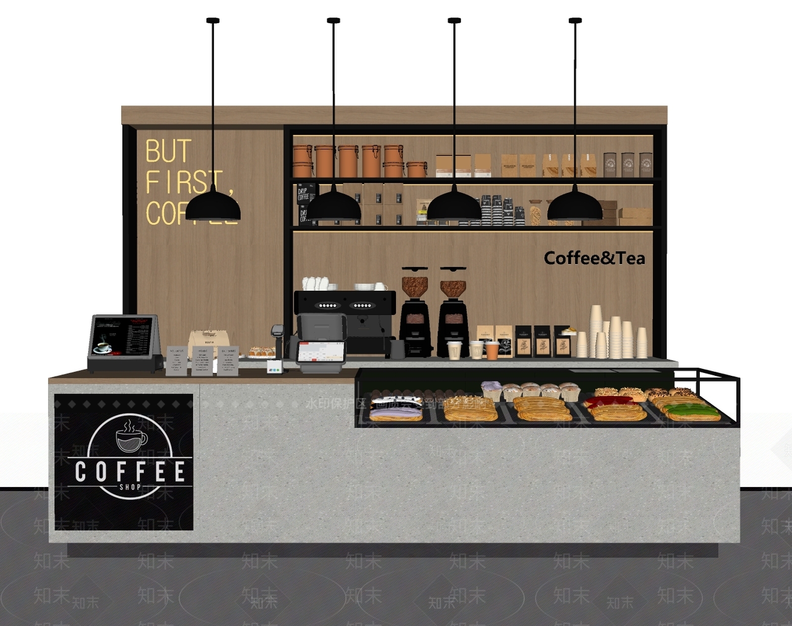 现代甜品面包店SU模型下载【ID:1196669587】