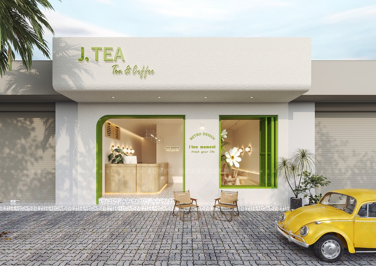 现代奶茶店3D模型下载【ID:1196671052】