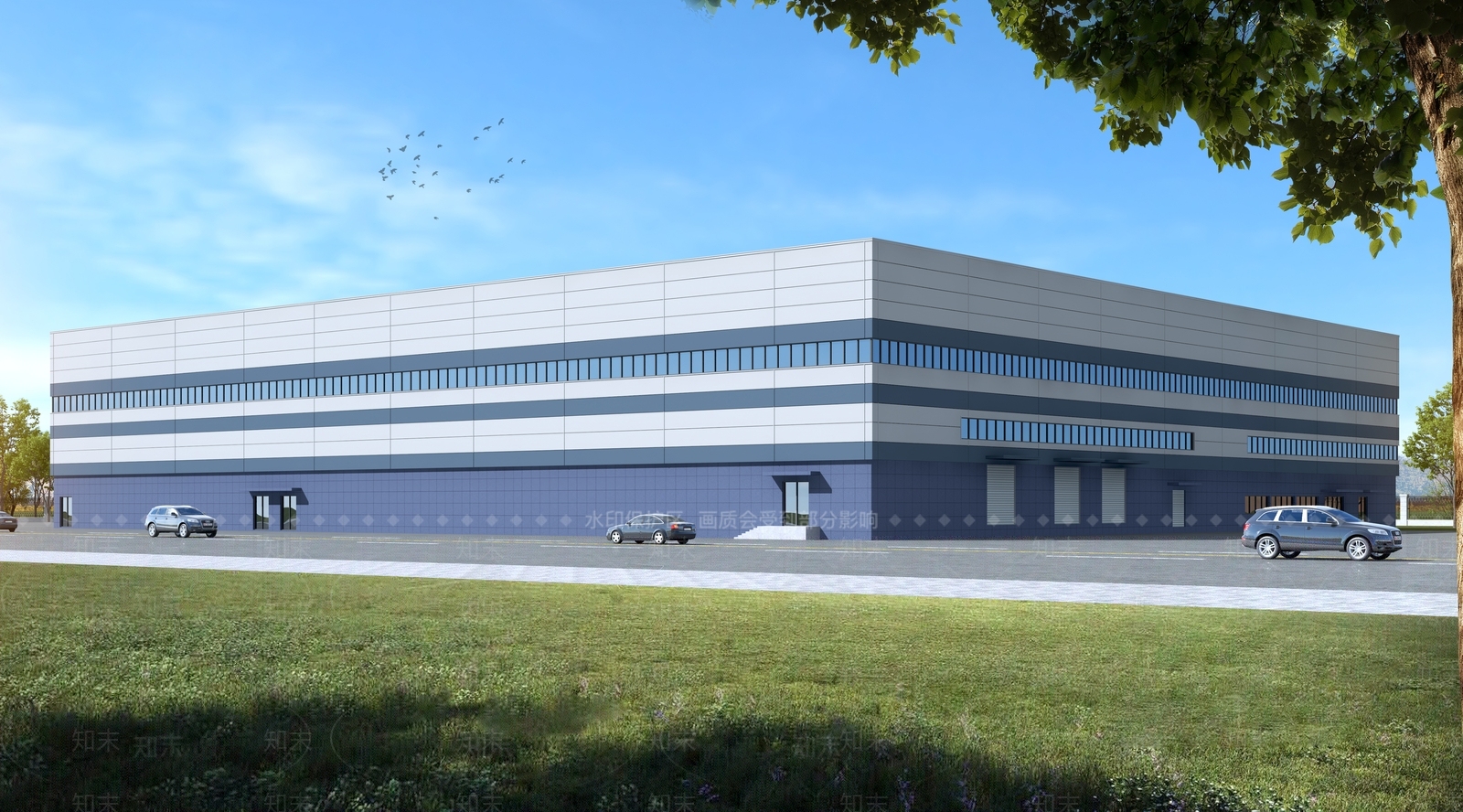 现代工业标准厂房3D模型下载【ID:1196670873】