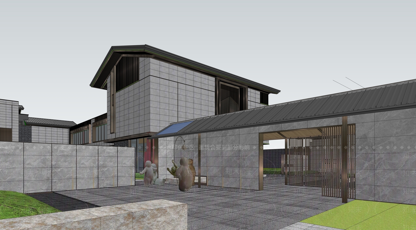 中式新中式小公建SU模型下载【ID:1196672604】