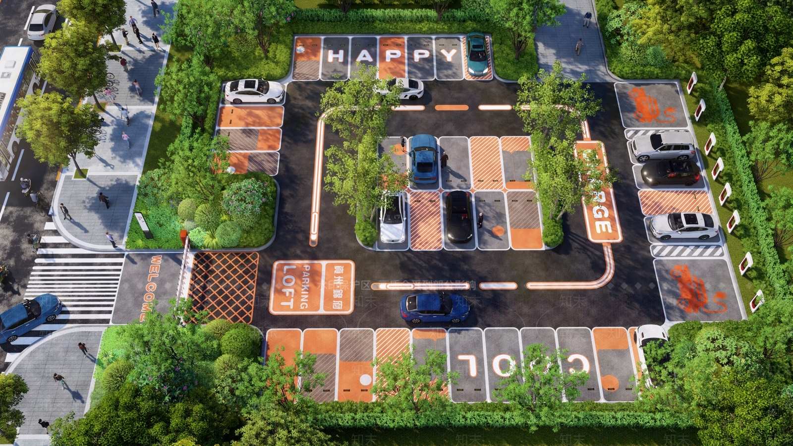 现代户外停车场3D模型下载【ID:1196673429】