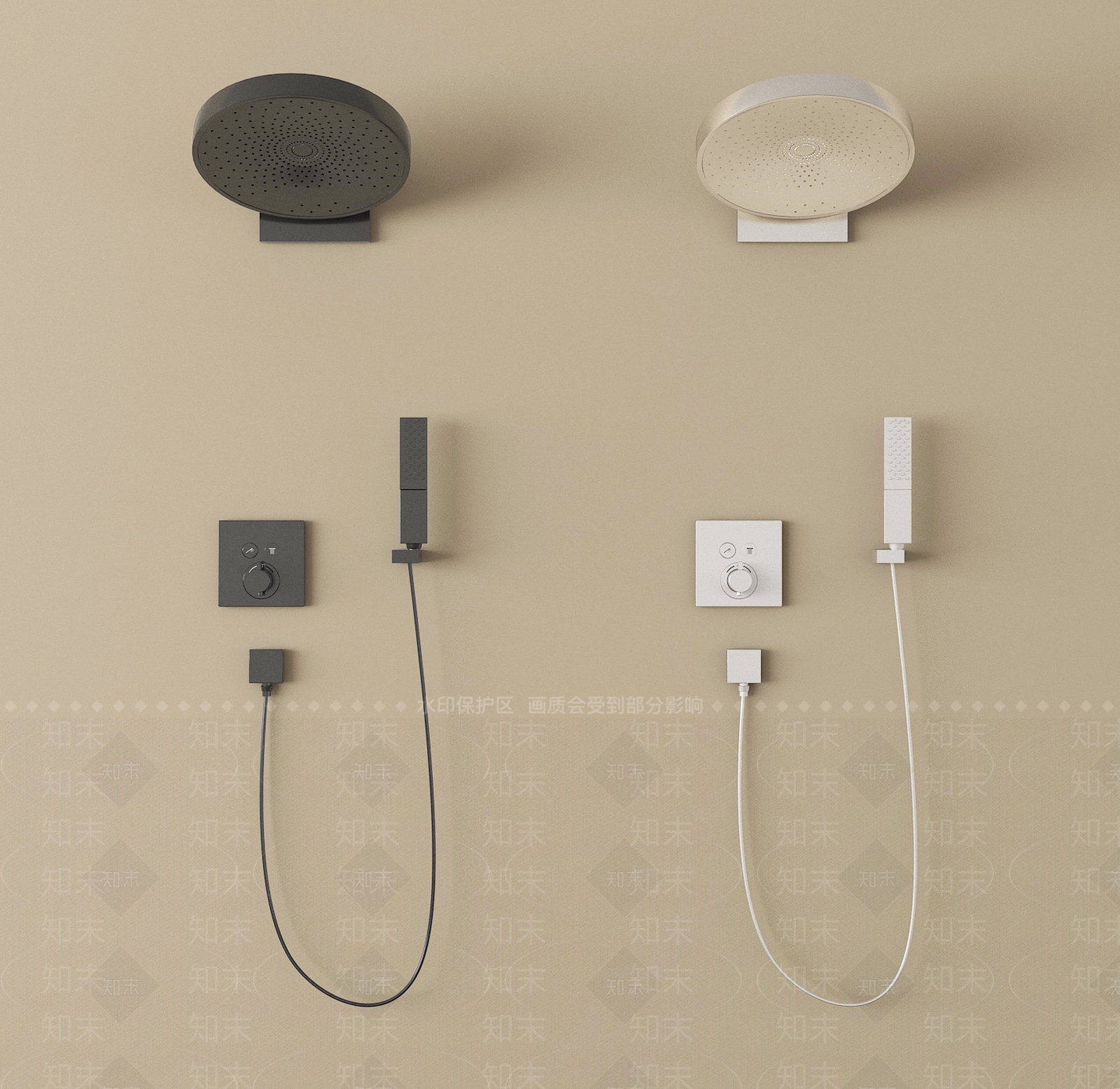 淋浴花洒SU模型下载【ID:1196678504】