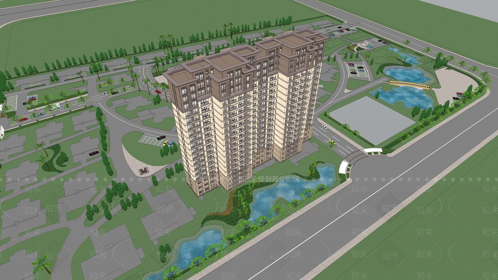 现代小区建筑SU模型下载【ID:1196682241】