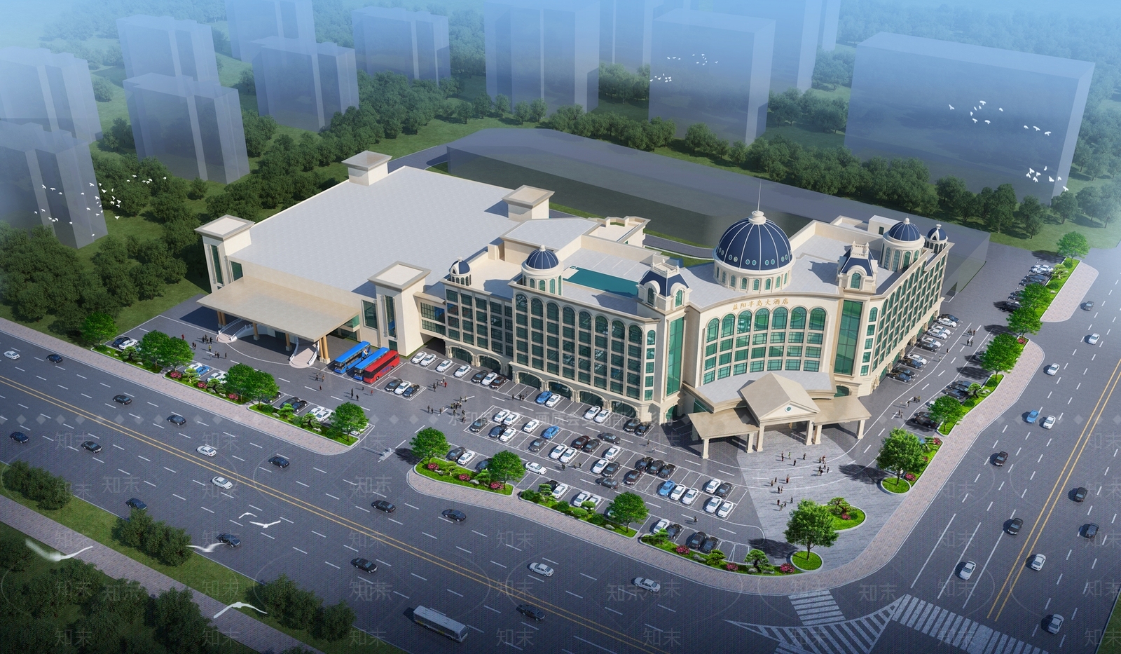 简欧欧式酒店外观3D模型下载【ID:1196683791】