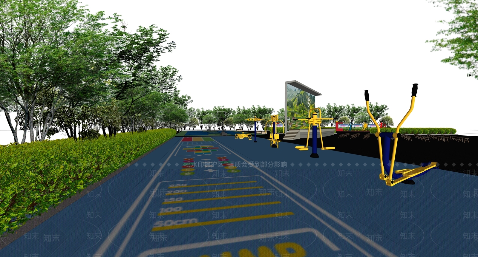 现代新中式乡村公园SU模型下载【ID:1196685072】