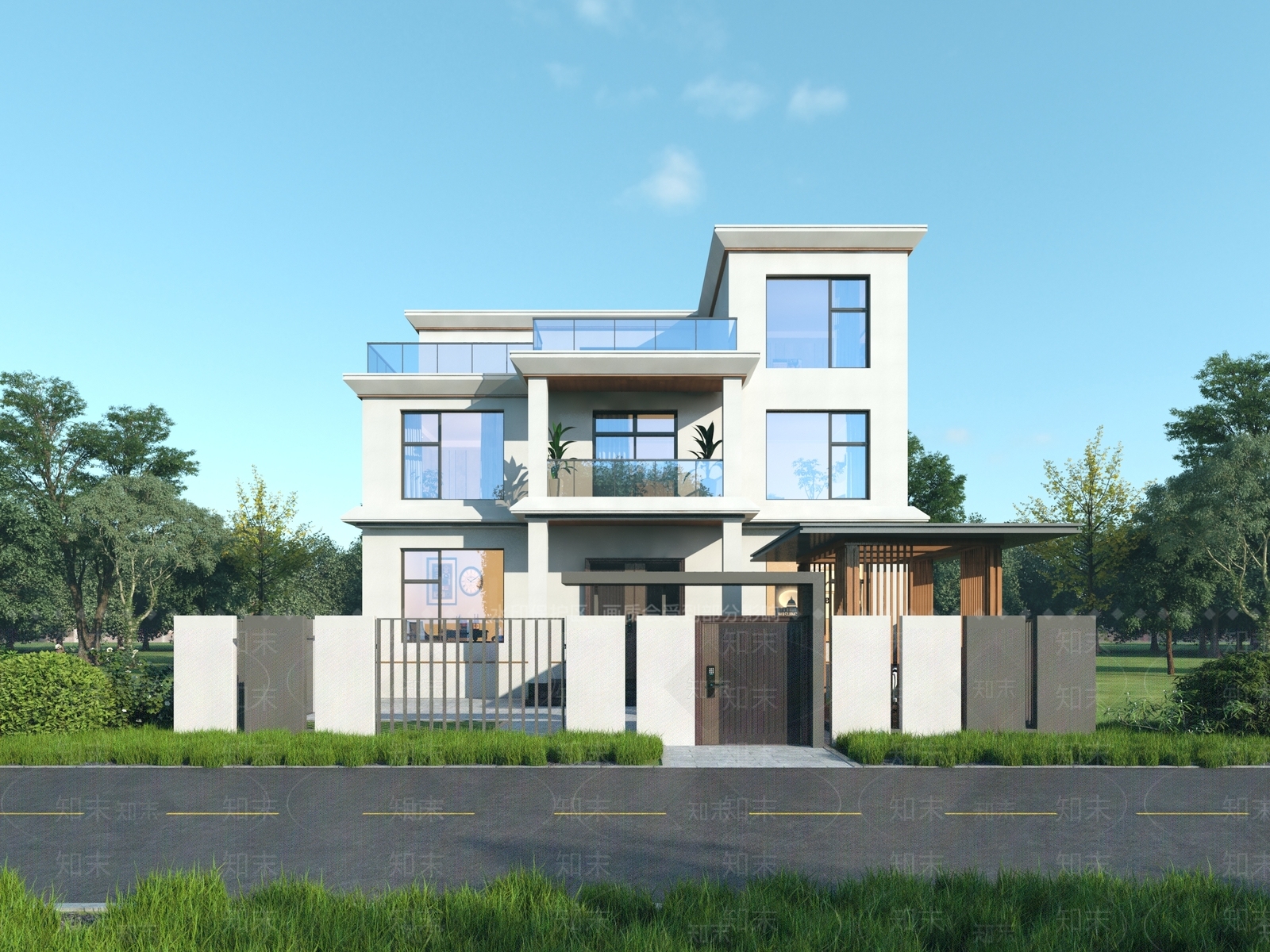 现代别墅外观3D模型下载【ID:1196687560】