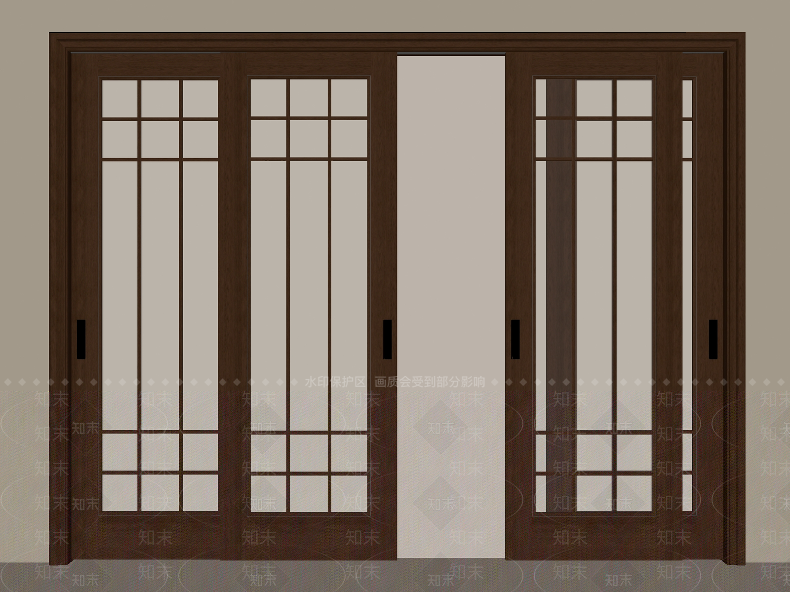 新中式中古推拉门SU模型下载【ID:1196689431】