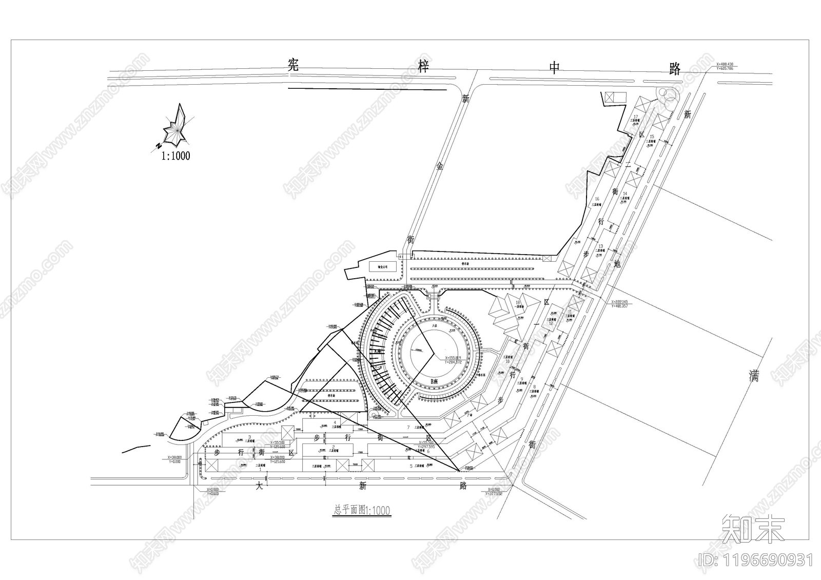 现代商业街cad施工图下载【ID:1196690931】