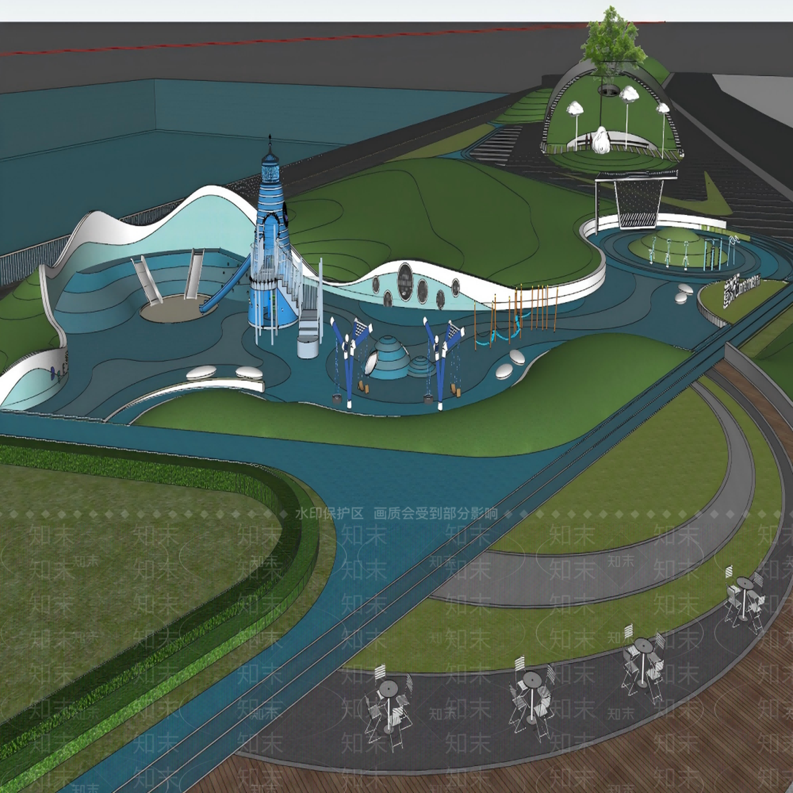 现代景观公园SU模型下载【ID:1196693121】