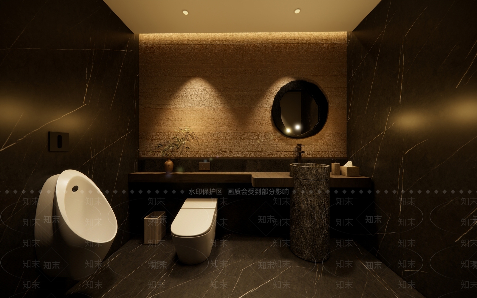 现代禅意公共卫生间SU模型下载【ID:1196693494】