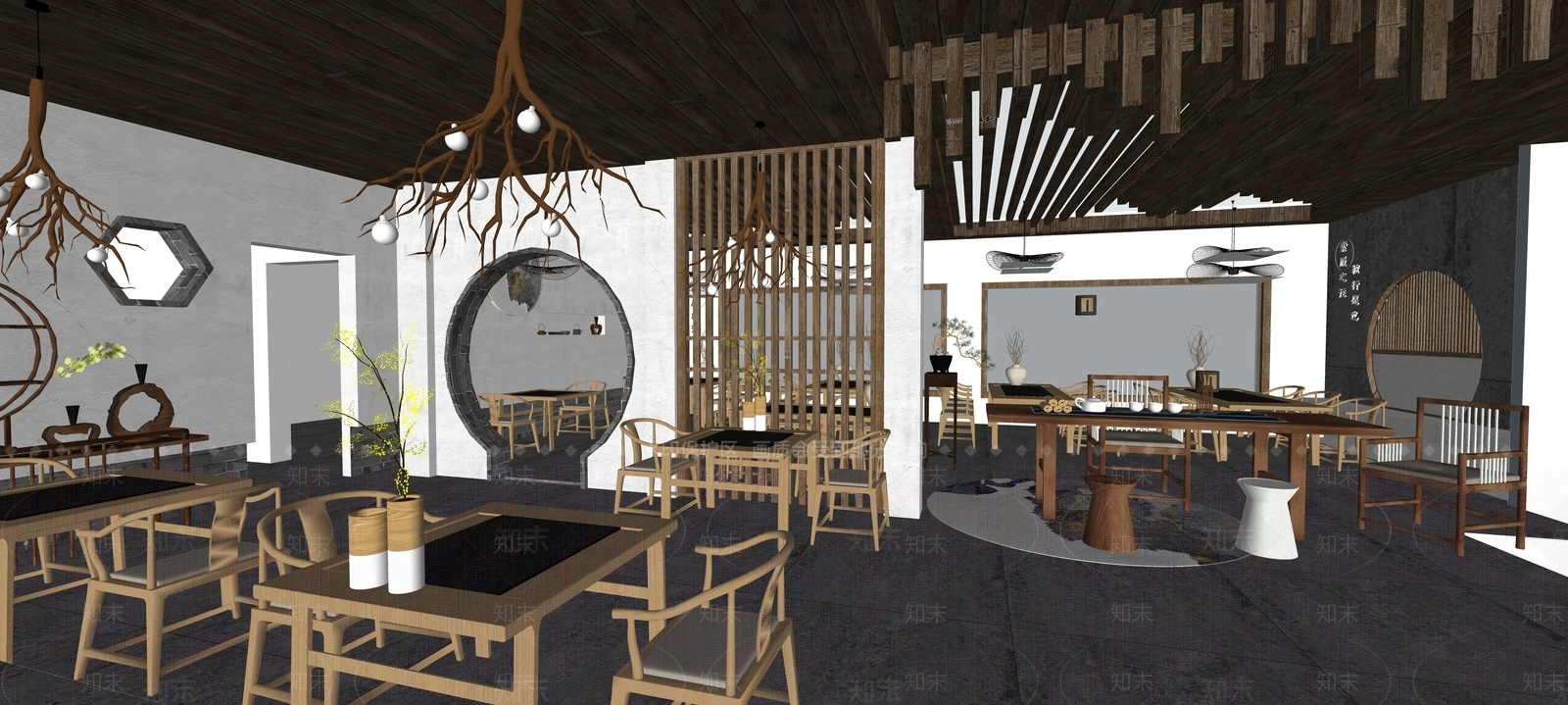 现代茶馆SU模型下载【ID:1196693102】