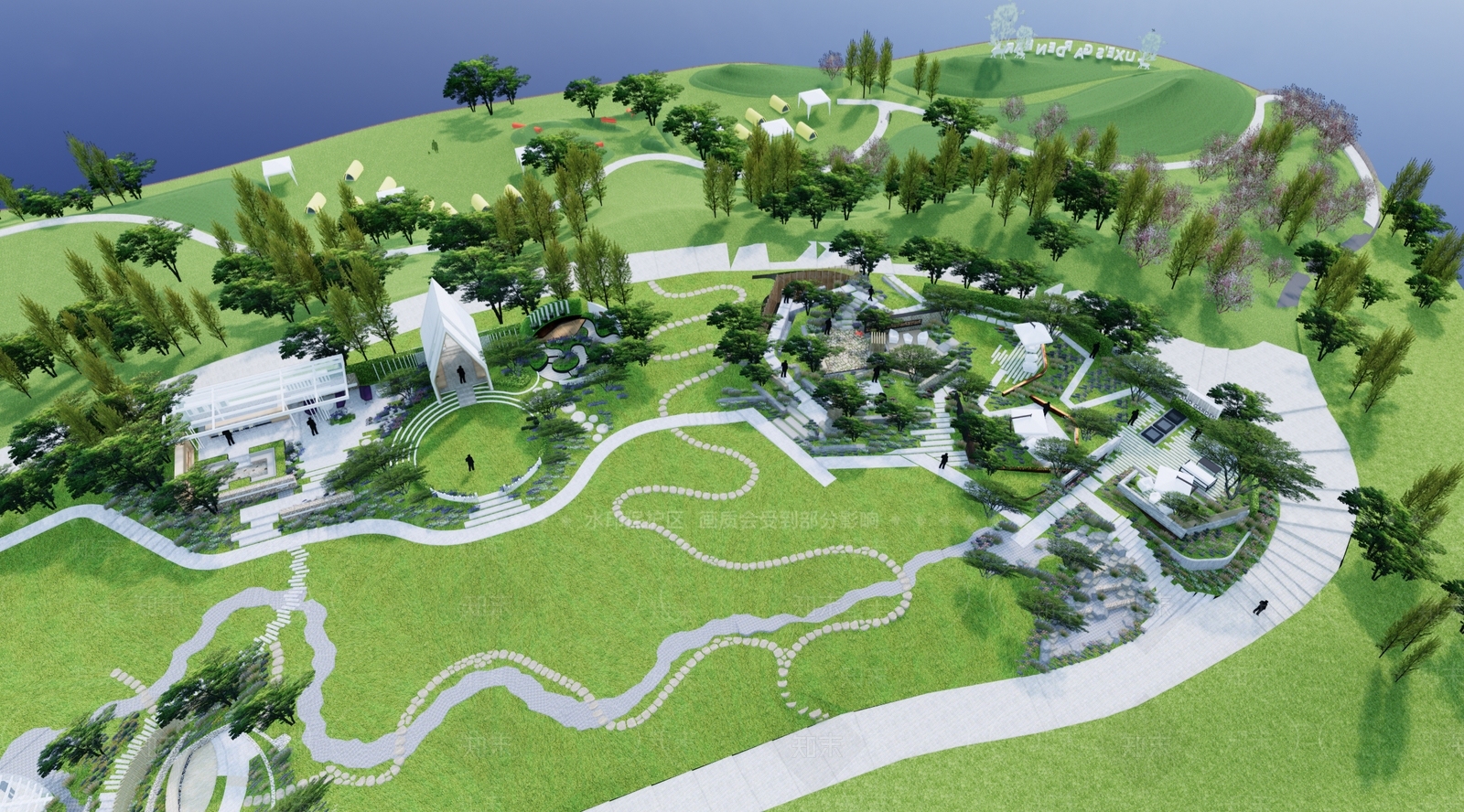 现代景观公园SU模型下载【ID:1196694871】