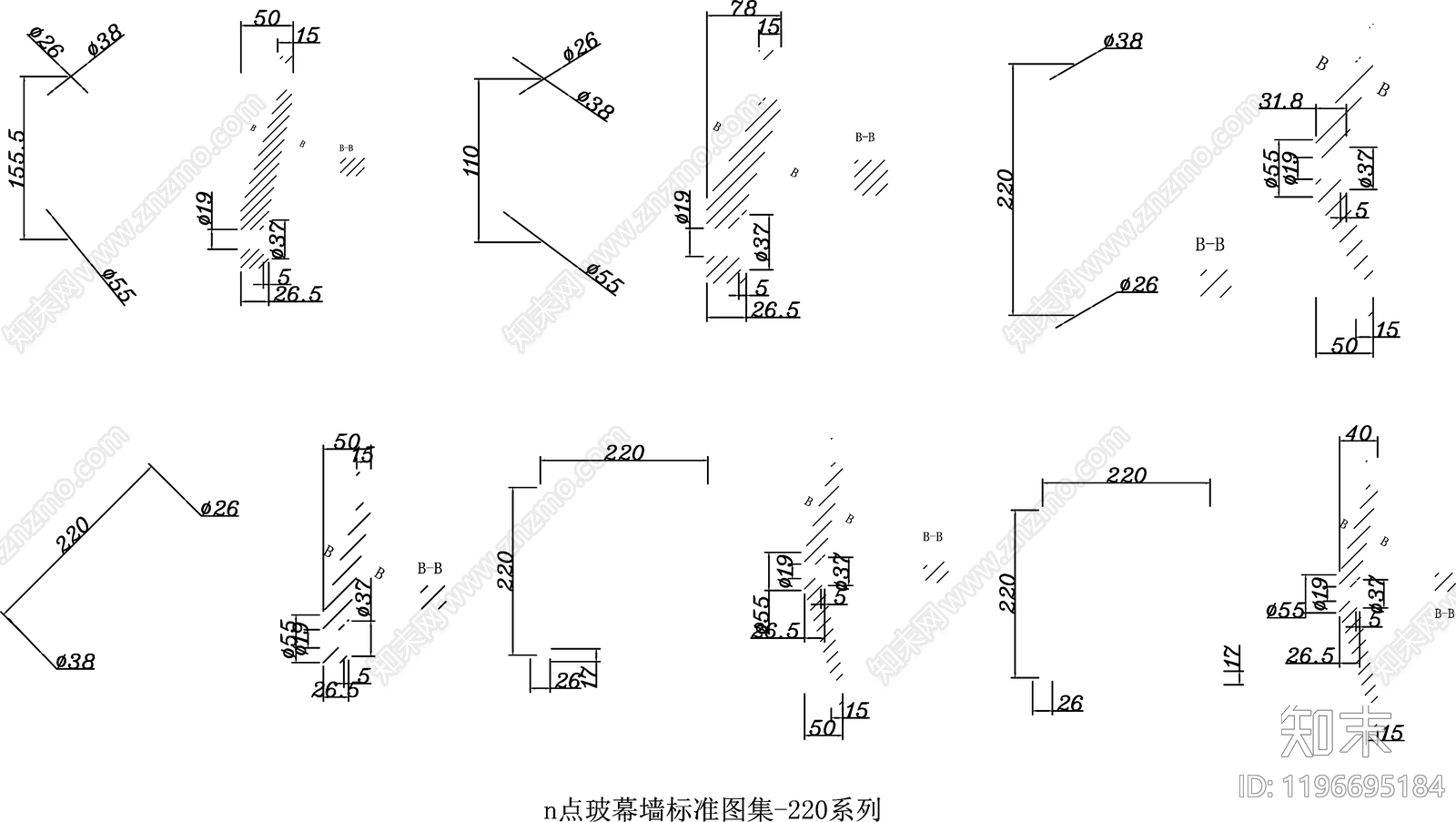 幕墙结构节点cad施工图下载【ID:1196695184】