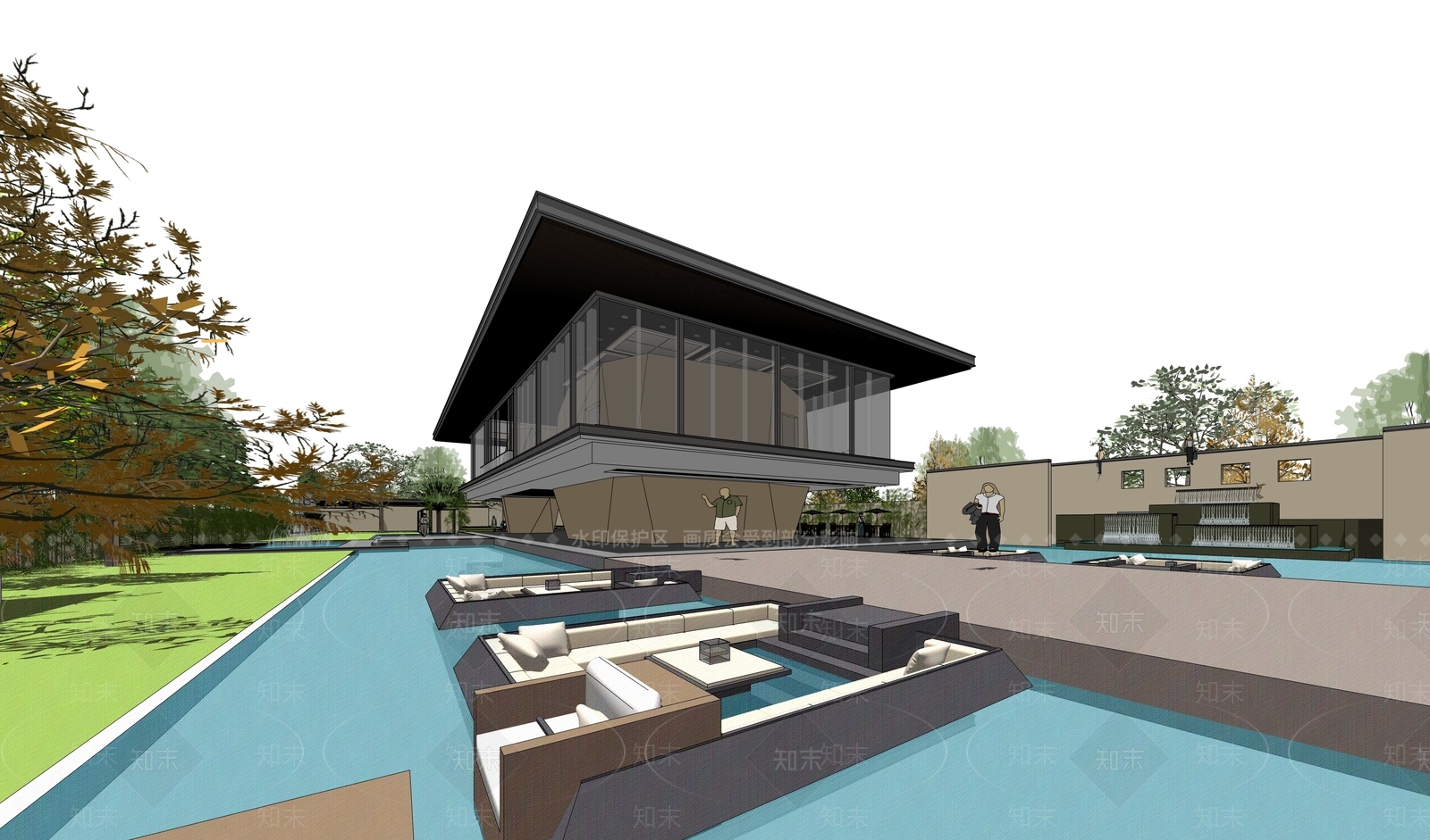 现代新中式小公建SU模型下载【ID:1196695987】