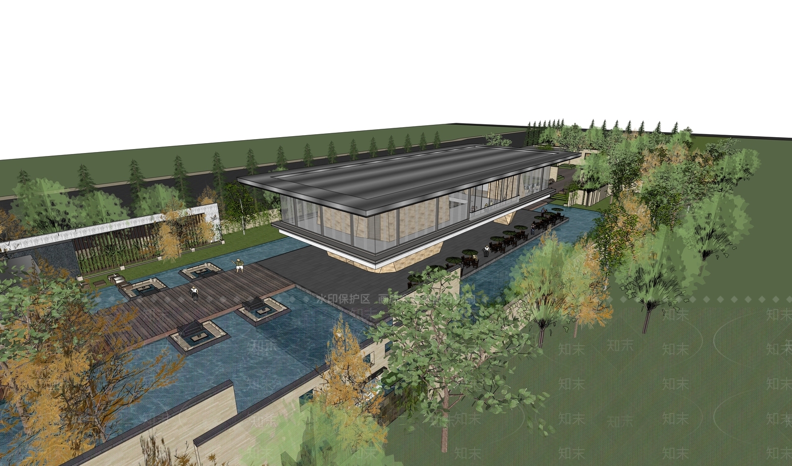 现代新中式小公建SU模型下载【ID:1196695987】