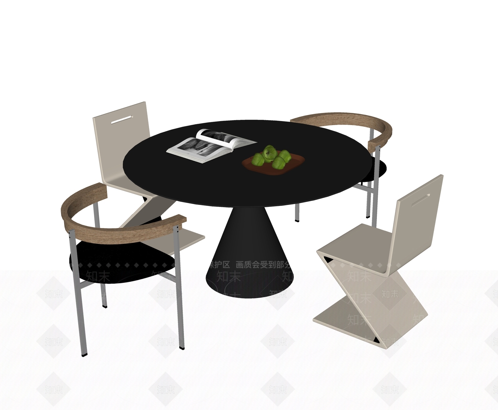 现代餐桌椅SU模型下载【ID:1196696992】