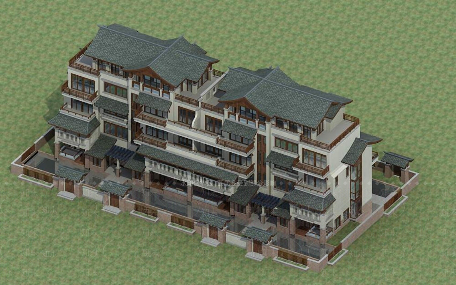 中式多层住宅楼3D模型下载【ID:1196698822】
