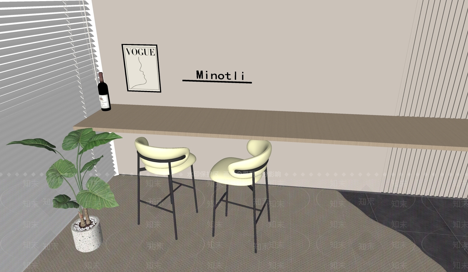 北欧吧凳SU模型下载【ID:1196699666】