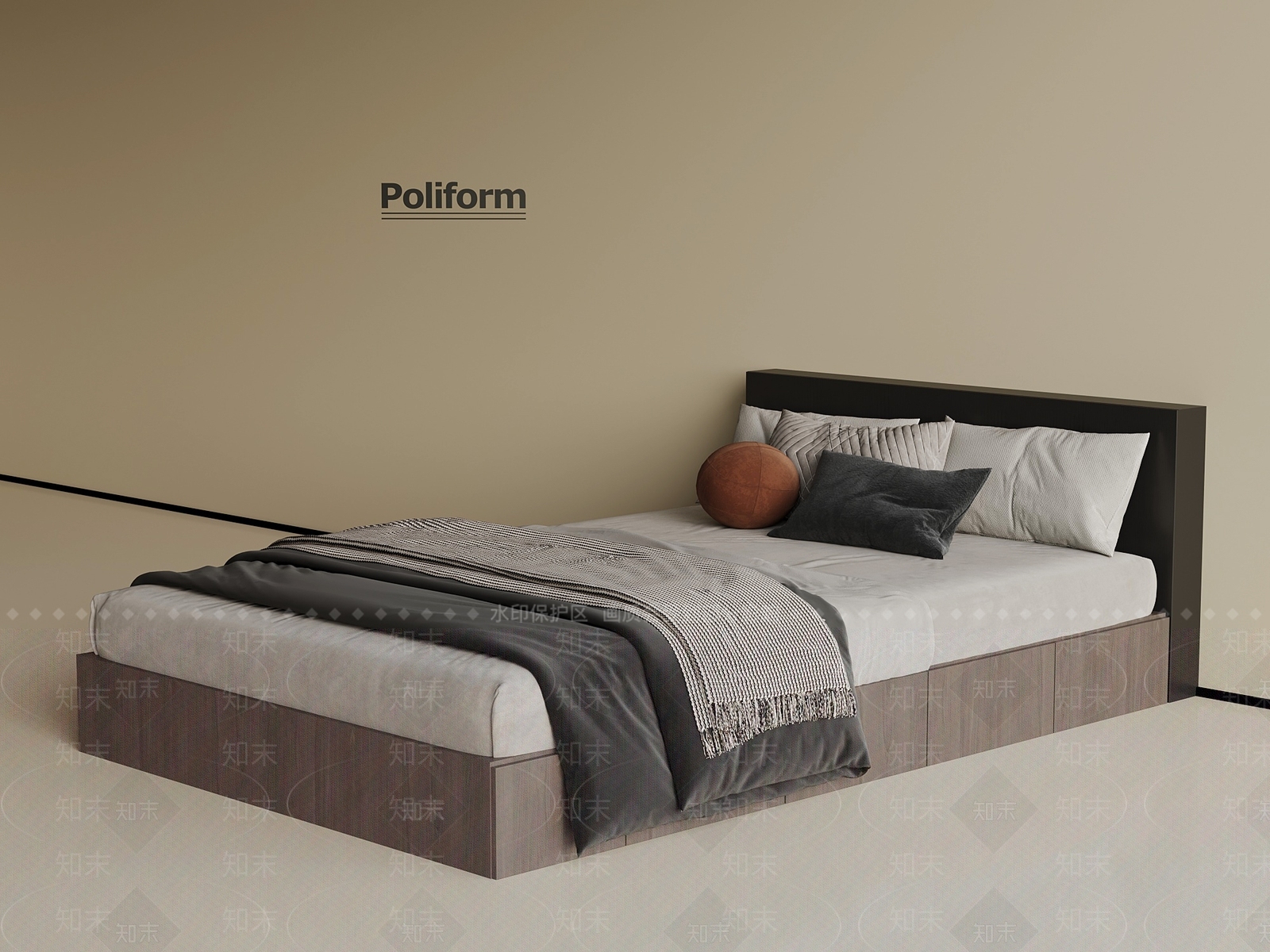 现代意式单人床3D模型下载【ID:1196700828】