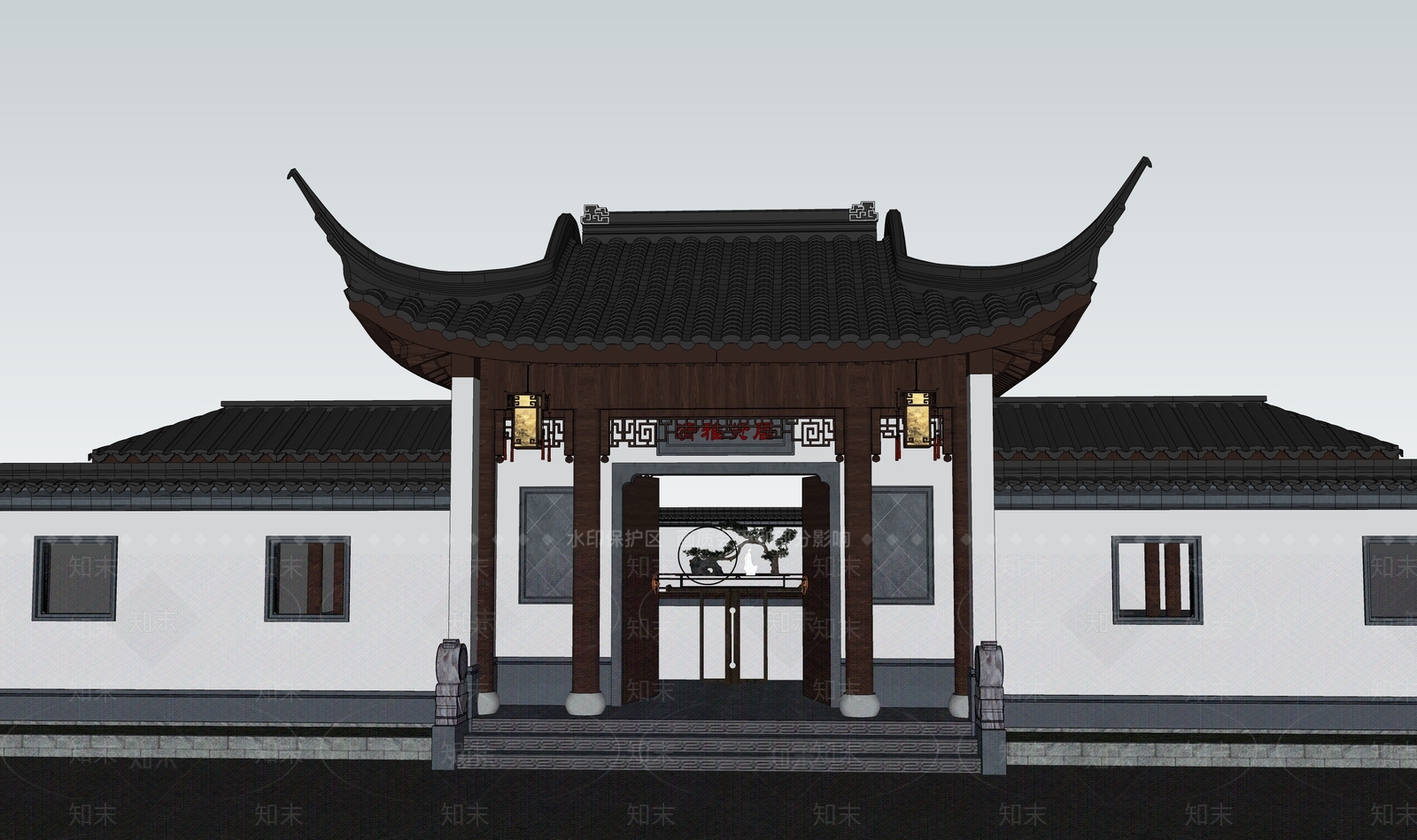 中式古建筑SU模型下载【ID:1196700927】