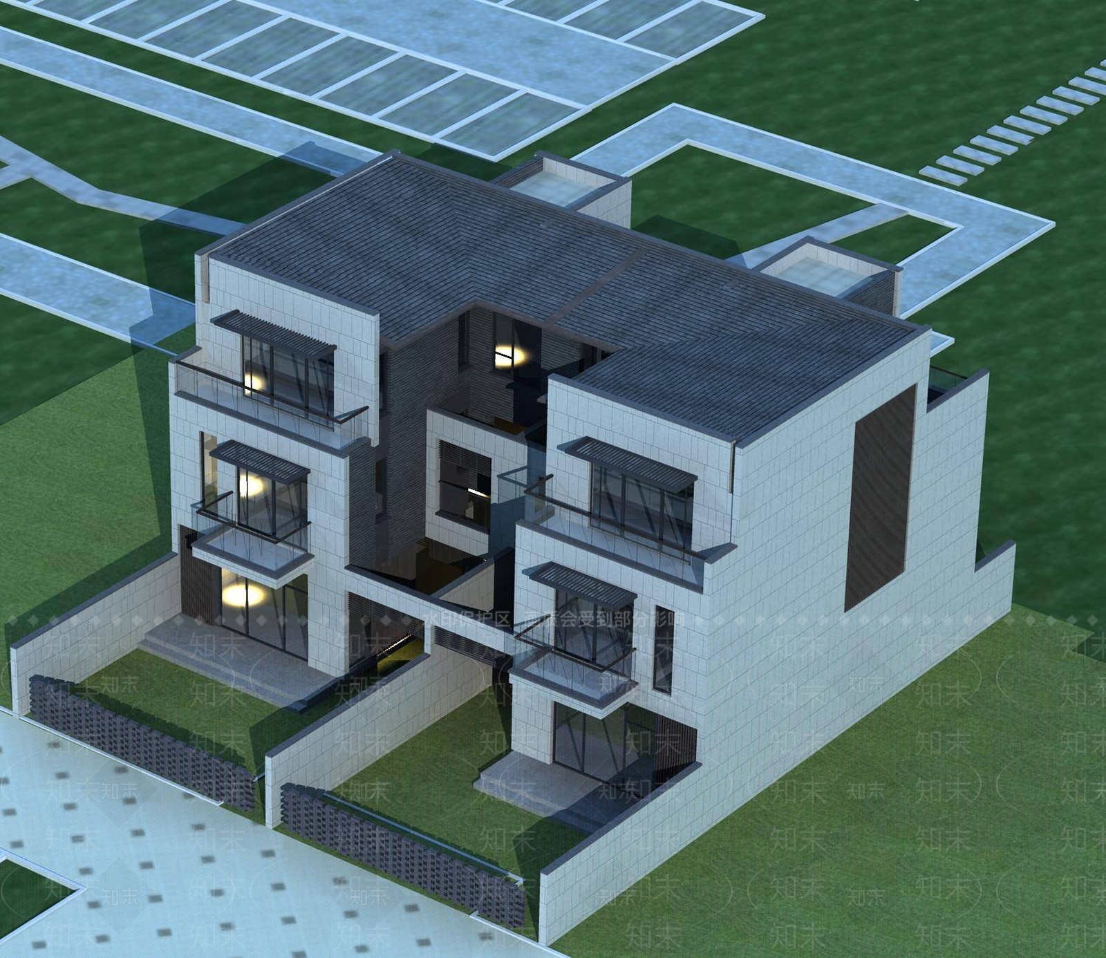 现代别墅外观3D模型下载【ID:1196700965】