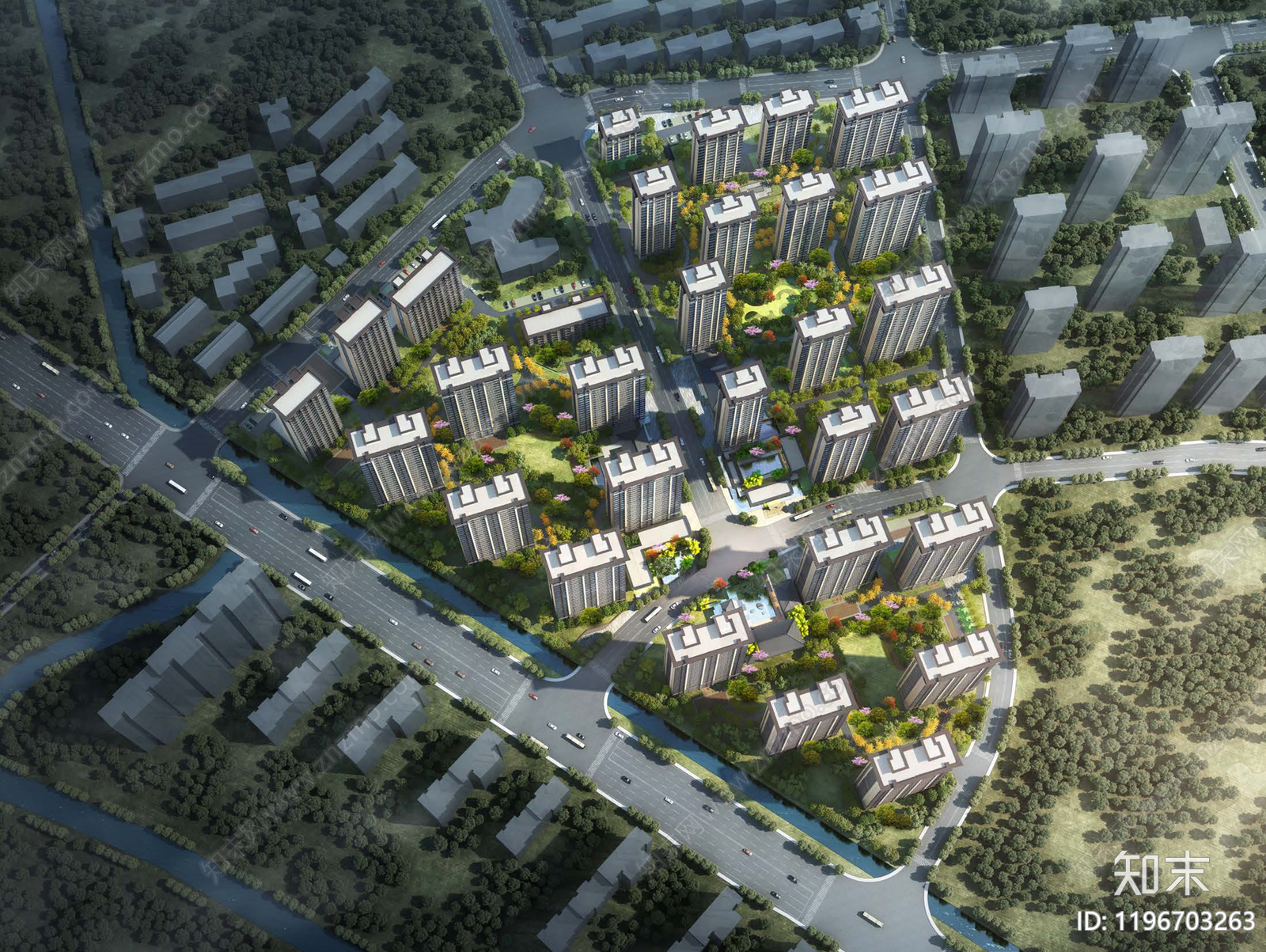 新中式小区建筑下载【ID:1196703263】