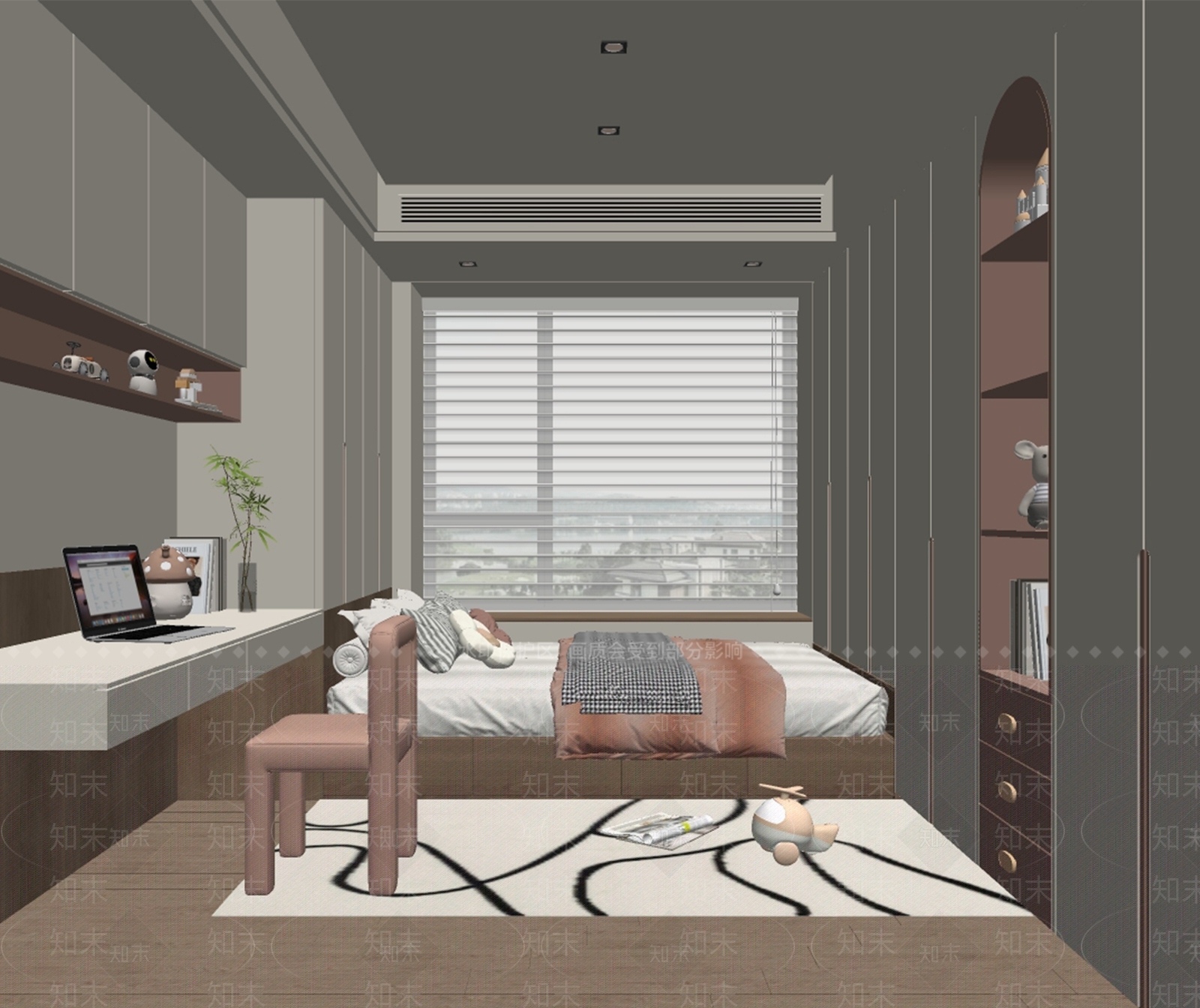 现代榻榻米卧室SU模型下载【ID:1196703877】